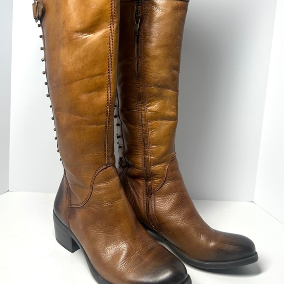 GUC Vince Camuto Bilco Knee High Tall Brass Studded Boots 8.5 B - Picture 1 of 8